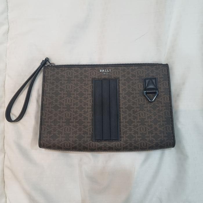 clutch bally ORIGINAL monogram brown coklat pria luxury tas