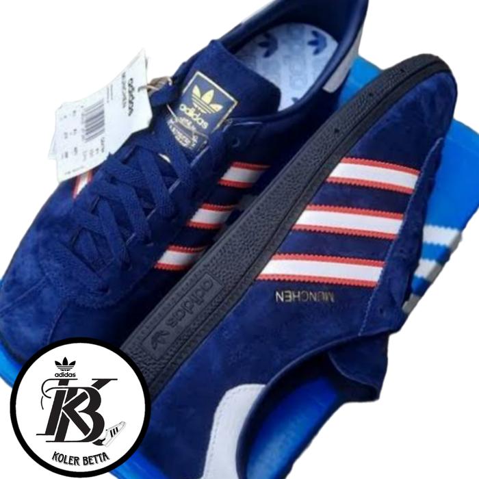 Sepatu Adidas Munchen Edge Deep Blue Soft Red
