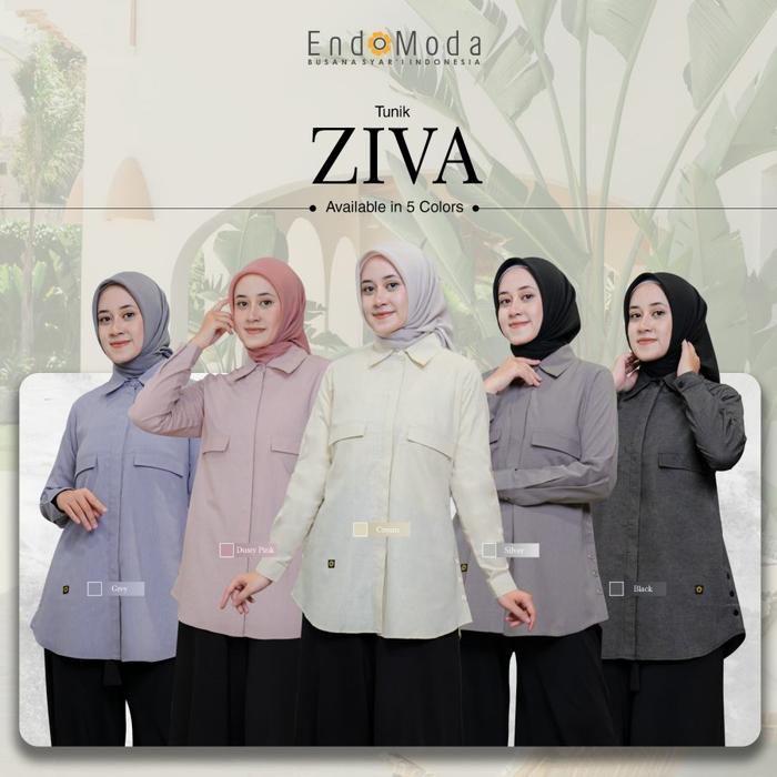 baju atasan tunik wanita lengan panjang polos tunic ziva endomoda