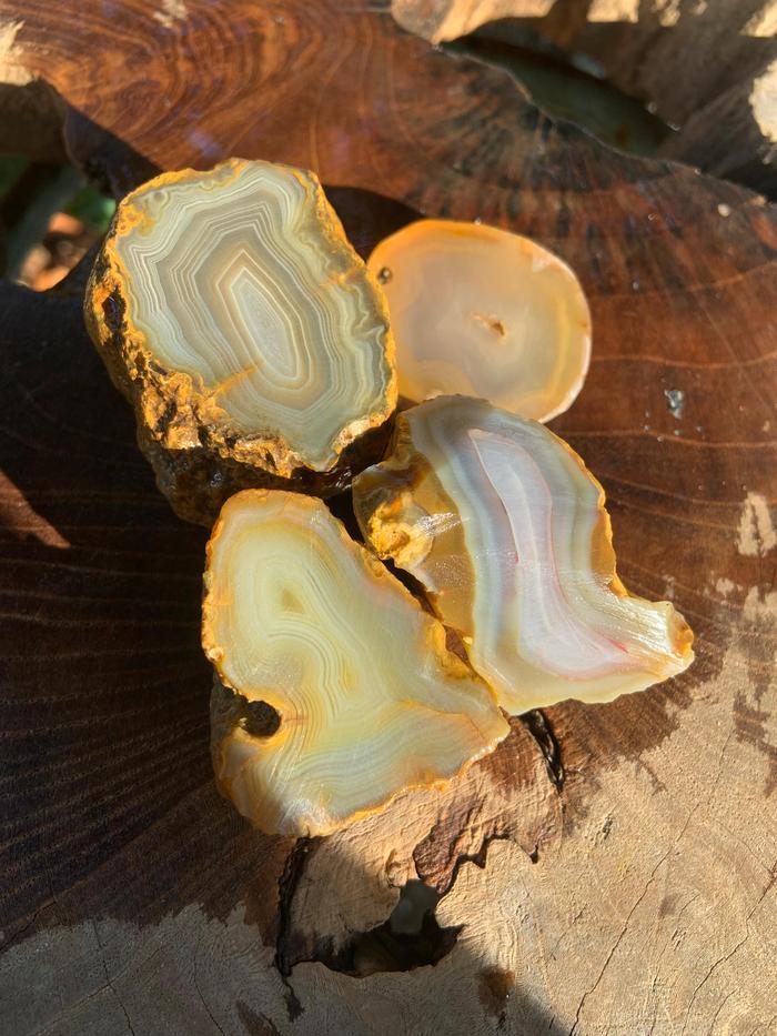 Natural Slice Chalcedony Multi Color Crazy Lace Pattern Stone Rough Rock Raw Agate Bahan Batu Akik A
