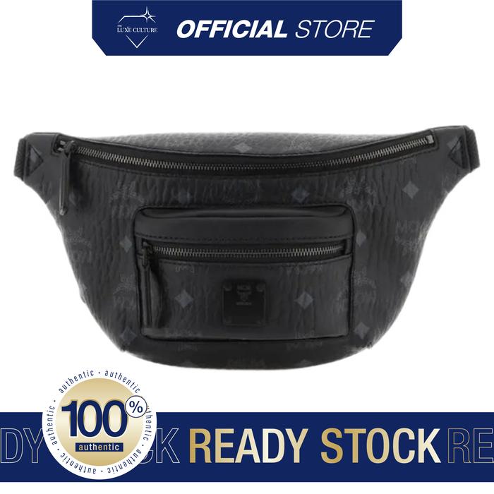 MCM Fursten All Over Black Waistbag / Tas Branded Original