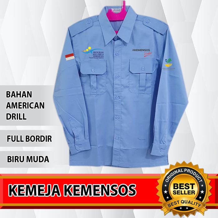 Kemeja KEMENSOS RI Seragam KEMENSOS RI Baju KEMENSOS RI Biru Muda