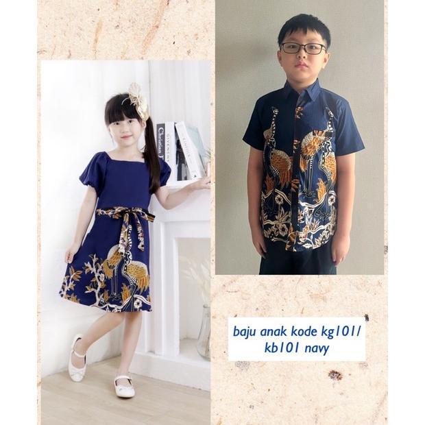 BARU! Baju batik anak kg101/ kb101 navy