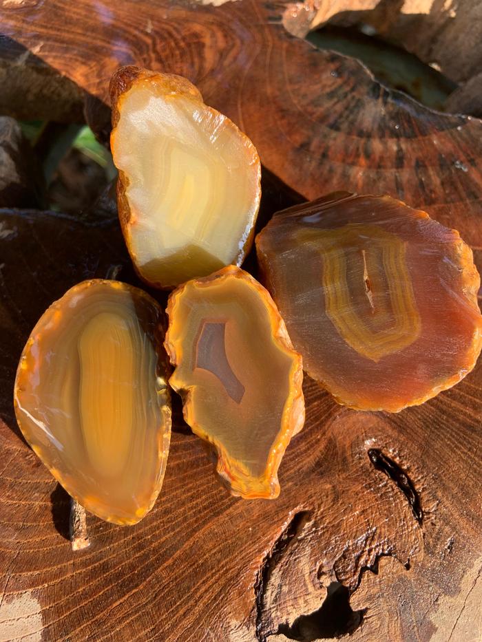 Natural Slice Chalcedony Multi Color Pattern Stone Rough Rock Raw Agate Bahan Batu Akik Alam Mulia K
