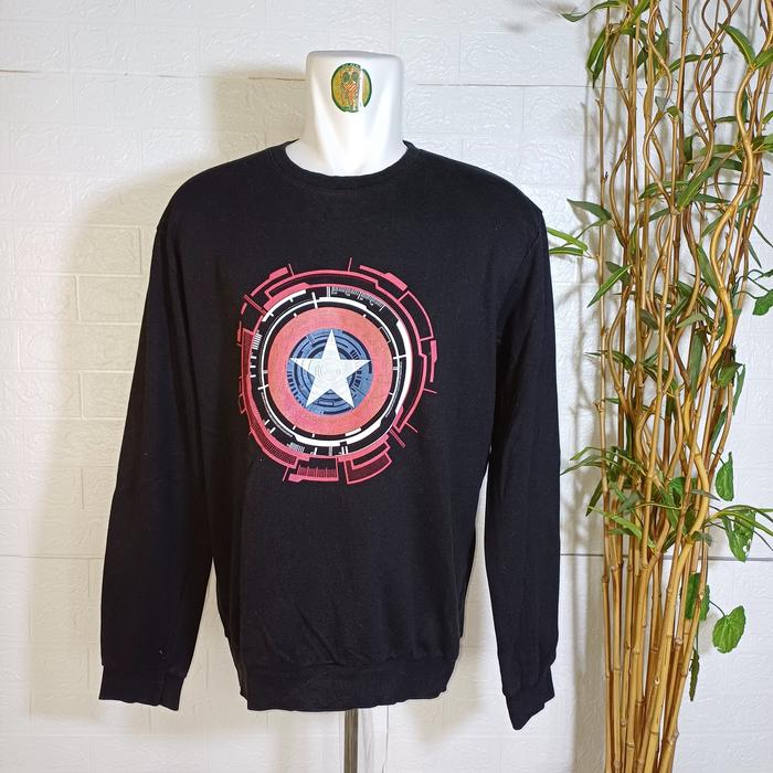 CREWNECK MARVEL CAPTAIN AMERICA, SIZE XL (SECOND BRANDED) HITAM, PT02