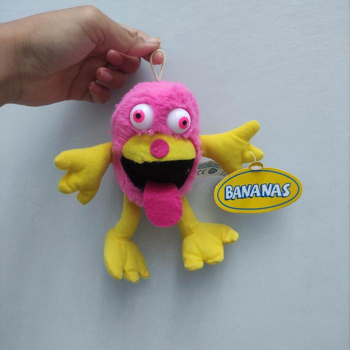 Boneka gantungan tas monster pink bananas new tag import