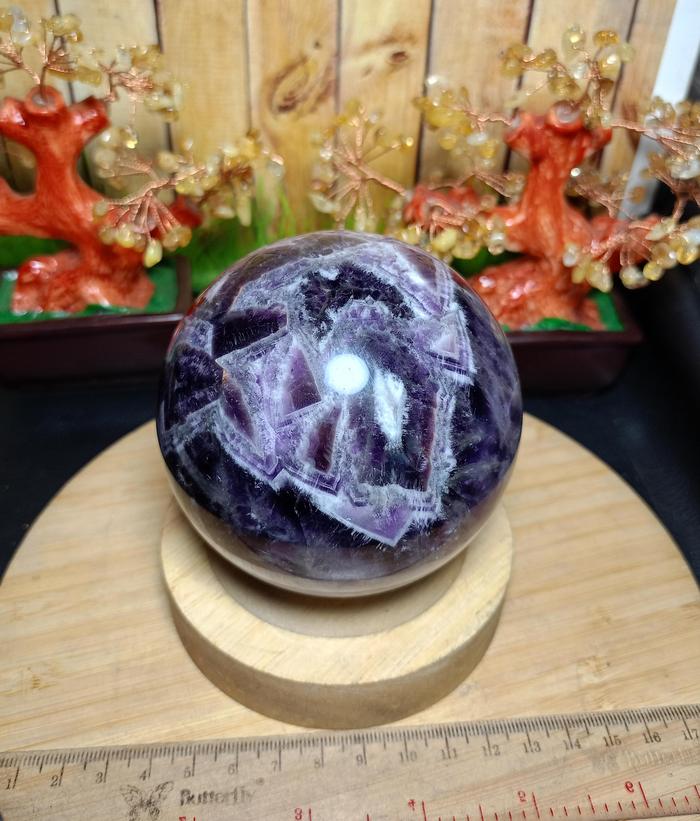 Batu Kristal Sphere Dream Amethyst Chevron Natural (2)