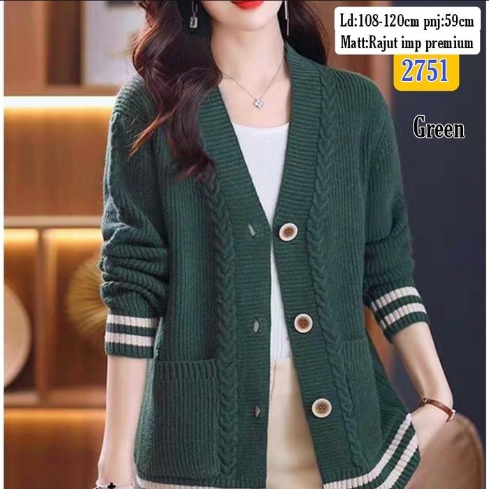 cardigan rajut imp premium ld 108-120 red, coksu, green, coklat(2751)