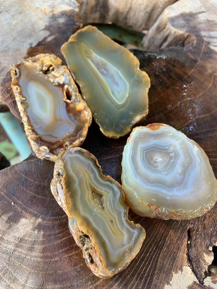 Natural Slice Chalcedony Multi Color Stone Rough Rock Raw Agate Bahan Batu Akik Alam Mulia Kalsedon 