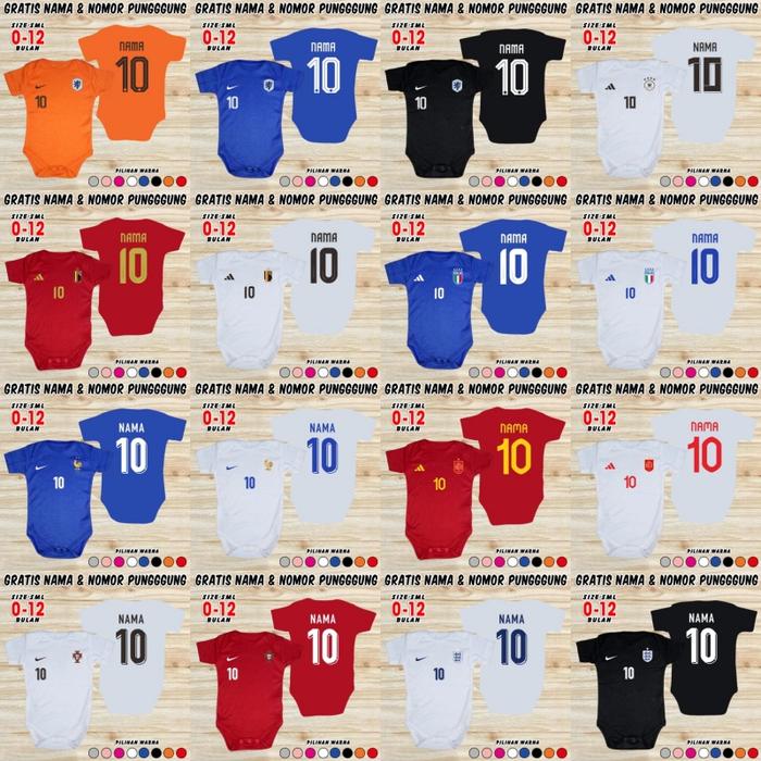 Baju Bola Bayi KLUB NEGARA CUSTOM NAMA NOPUNG Timnas Piala Dunia World Cup Jumper Baby EURO Jersey K