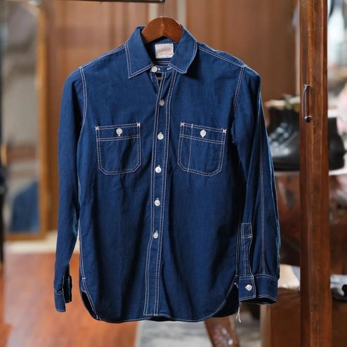 Kemeja Joe Mccoy Blue Chambray Workshirt Made In Japan
