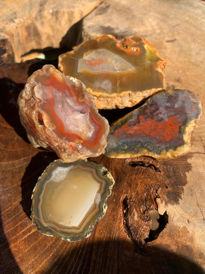 Natural Unique Slice Chalcedony Multi Color Stone Rough Rock Raw Agate Bahan Batu Akik Alam Mulia Ka