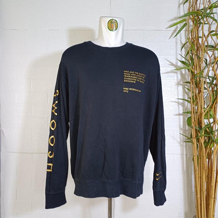 CREWNECK NIKE SWOOSH ORIGINAL, SIZE XL (SECOND BRANDED) HITAM, CN0189
