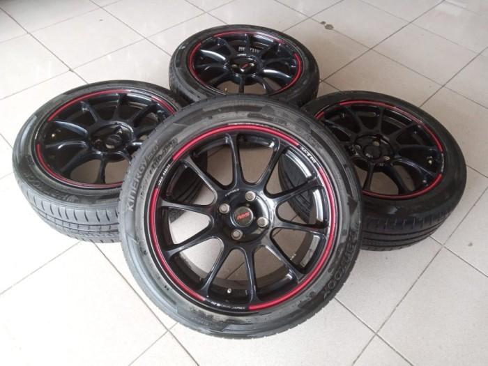 Velg Mobil Bekas Ring 16 Lubang 4 RAYS R16X7 4X100 BAN 195 50 R16