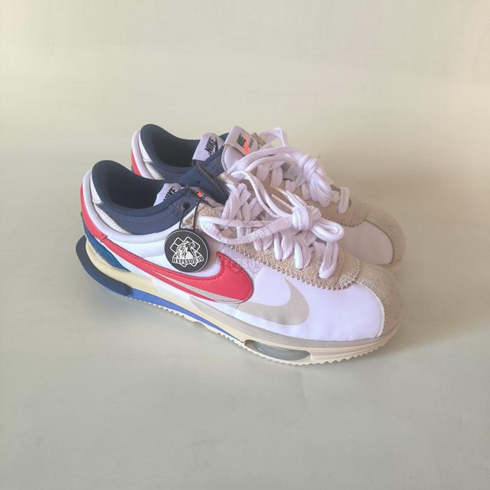 Nike Cortez x Sacai White University Red Blue (Original 100%)