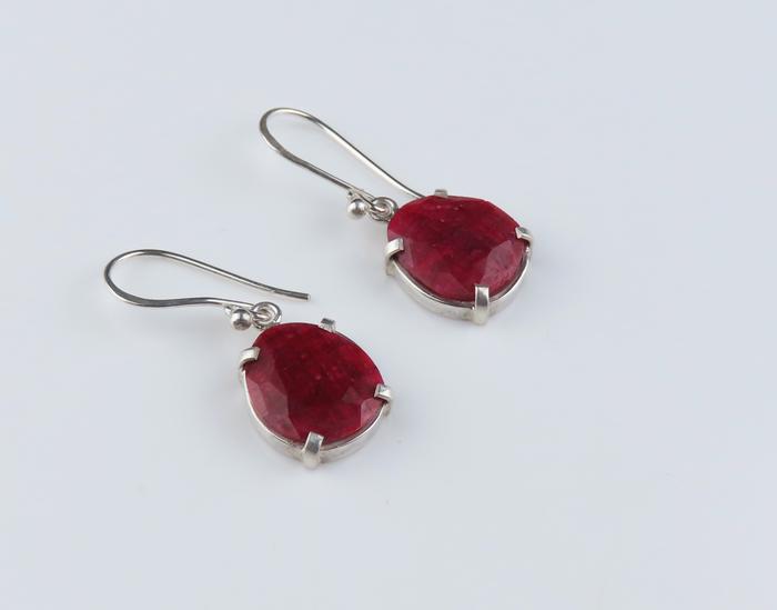 Anting Perak, Permata Ruby, Anting Permata, Anting permata Ruby