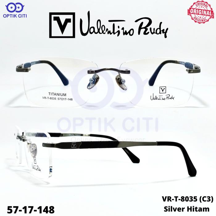 Frame Kacamata Pria Rimless Bor Valentino Rudy 8035 Pure Titanium Original