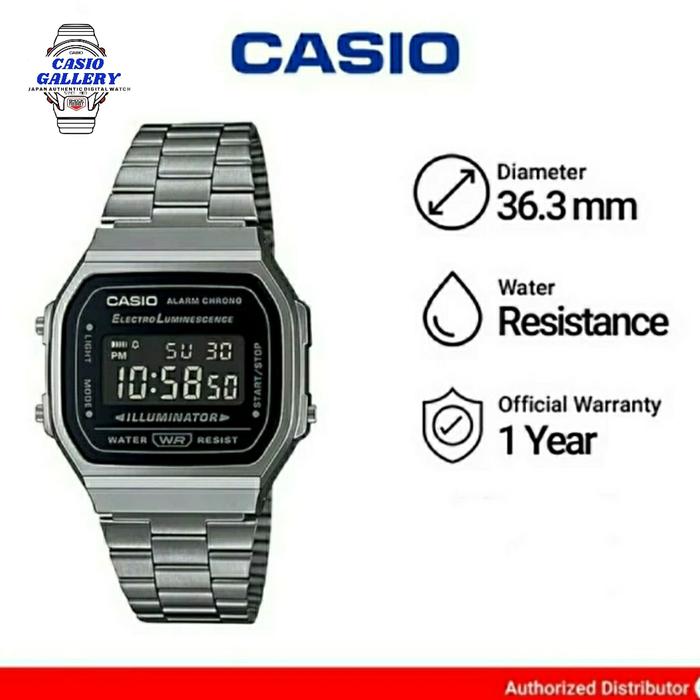Jam Tangan Unisex Casio A168WGG-1B Original Bergarasni
