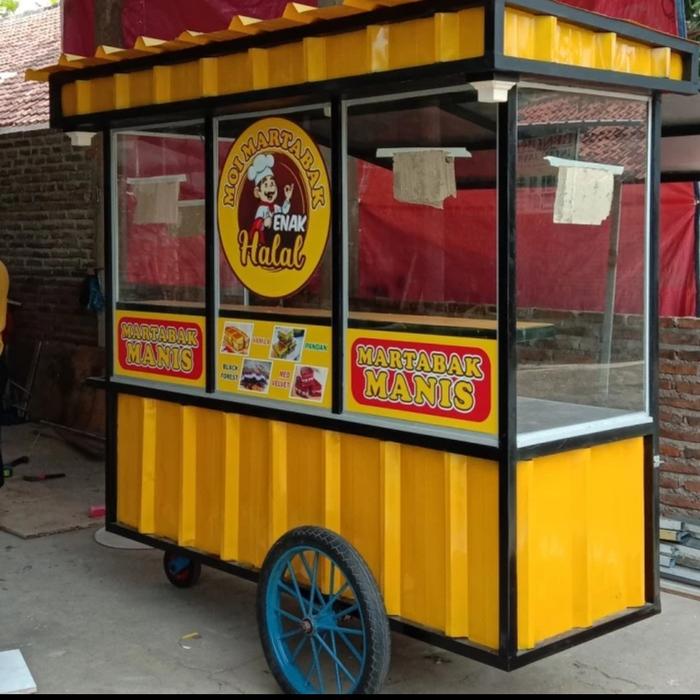Gerobak martabak besi galvalum container roda 3