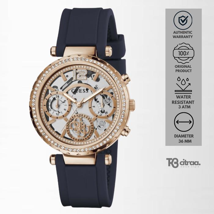 Jam Tangan Wanita Guess Solstice Chronograph Rubber Casual Mewah Original GW0484L2