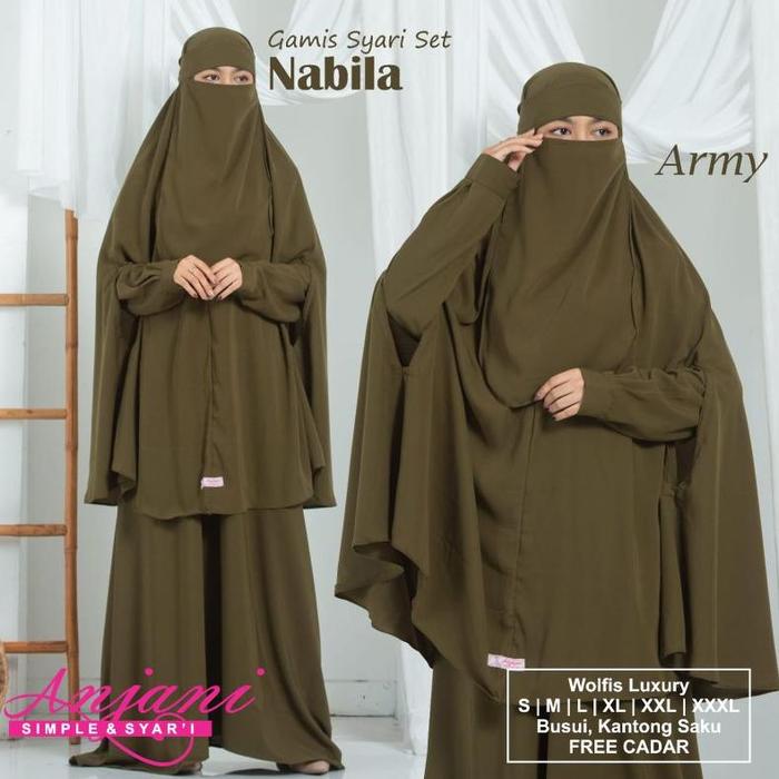 Gamis Polos Nabila Set Syari Gamis Syari Set Khimar Plus Cadar Gamis Syari Polos Set Jilbab Lubang b