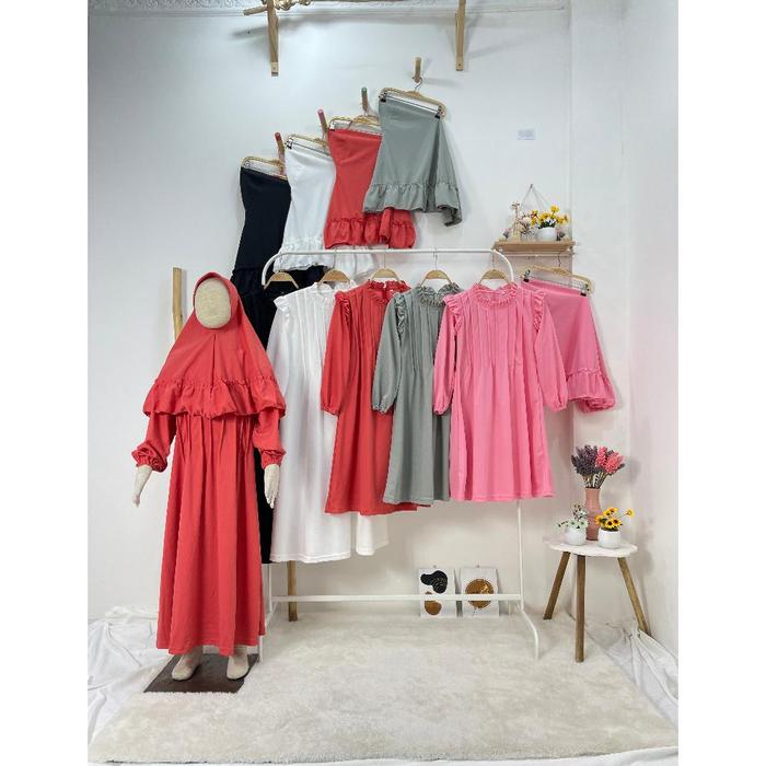 Gamis Anak + Hijab Mazaya Smlxlxl Baby.Cloth Untuk Umur 3-15 Tahun Muslim Panjang Remaja Jilbab Baju