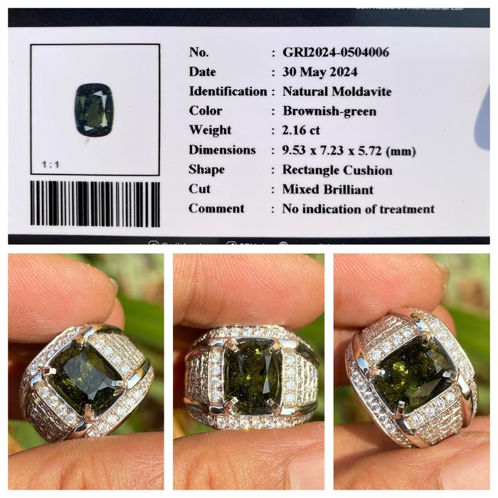 Natural 2.16ct batu meteor Moldavite asli memo gr