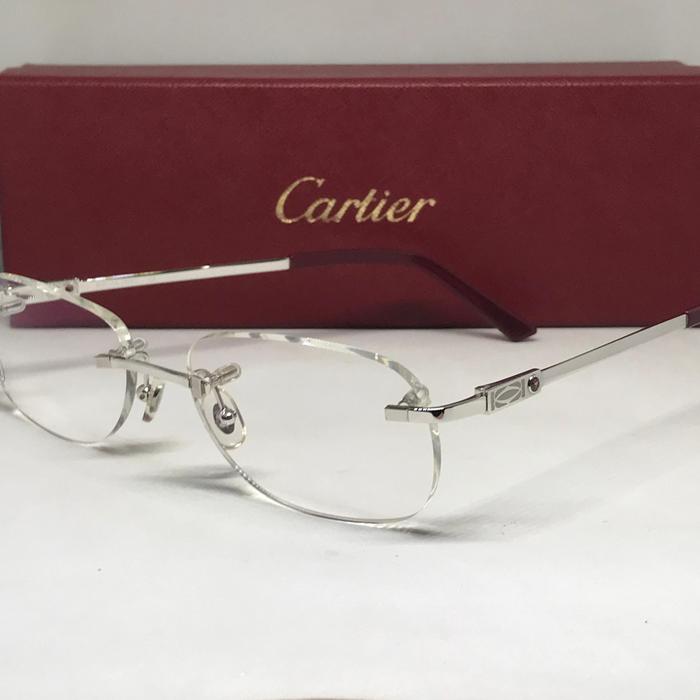 Luxury Frame Cartier Rimless Limited Edition Platinum Composite White Gold with Natural Tourmaline G