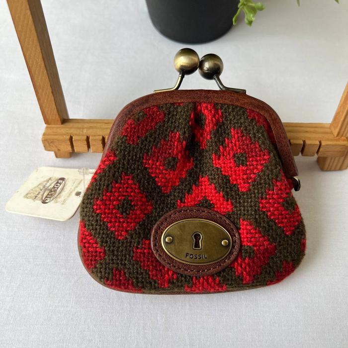 dompet wanita fossil vri coin wallet red multi mm