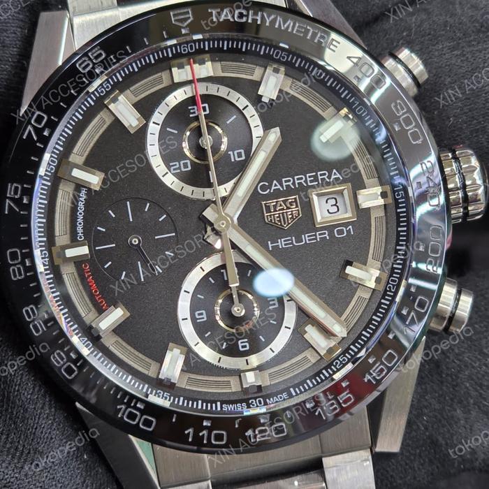 CalHeuer01 43mm Strap StainlessSteel Ring Ceramic Black Dial XFfactory