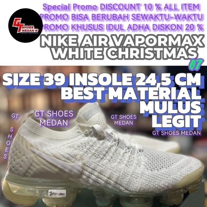 Nike vapormax flyknit 2.0 triple white christmas size 39 insole 24,5 CM ( lose tag )