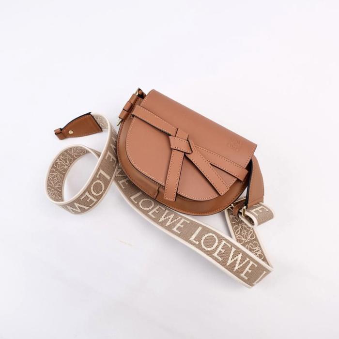 LOEWE Mini Gate Dual Bag in Soft Calfskin and Jacquard