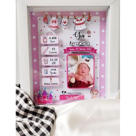 BINGKAI BIODATA BAYI 3D AESTHETIC/KADO KELAHIRAN/POP UP/BIODATA ANAK
