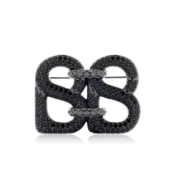 BUTTONSCARVES Duex Crystal Brooch - Hematite