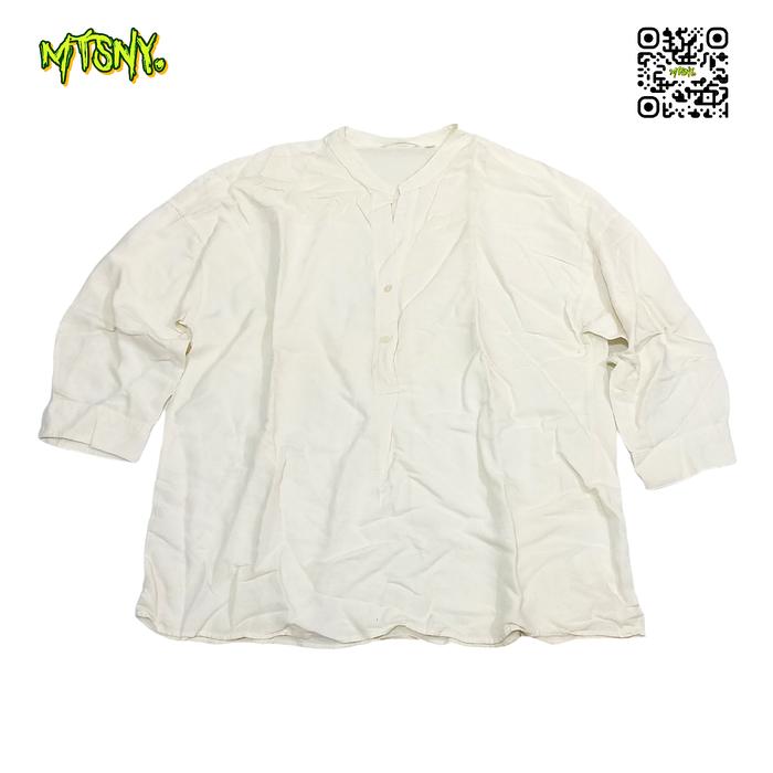 Kaos Kemeja Blouse Outer Uniqlo Half Button Lengan 3/4 Boxy Polos