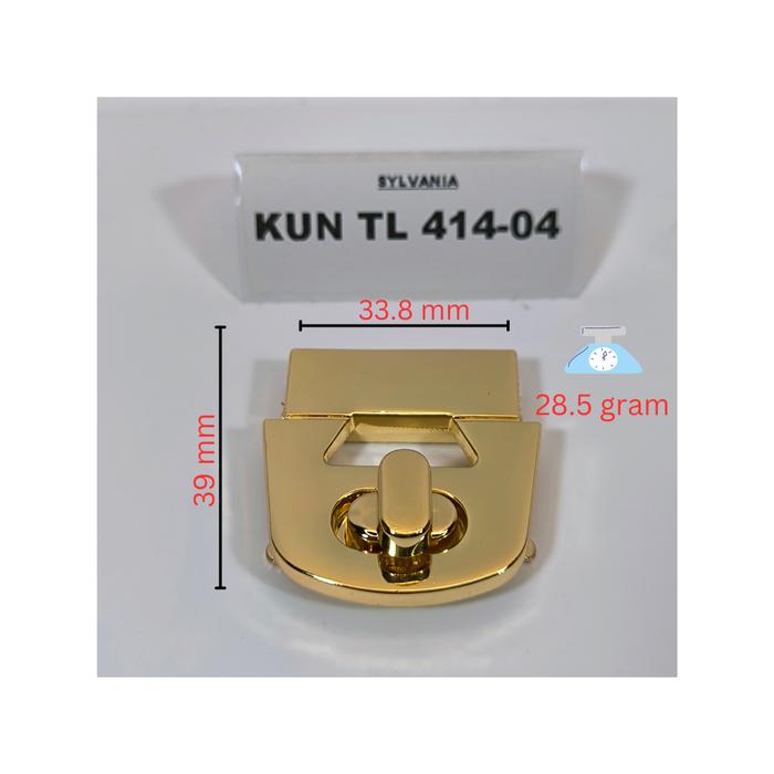 KUNCI TL 414-04 @12 SET, Kunci Tas Zinc Alloy Ukuran 34x39mm Coating Gantung, Per 12 set