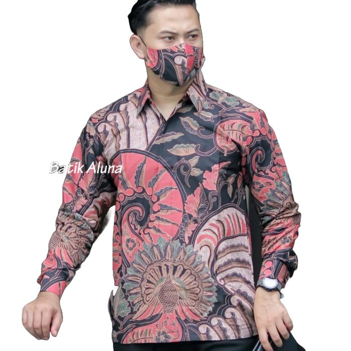 Kemeja Batik Premium Pria Lengan Panjang Batik Aluna PCW004