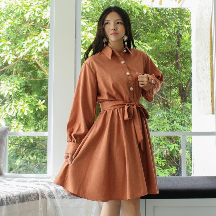 DIANNE LINEN DRESS IN WALNUT BROWN