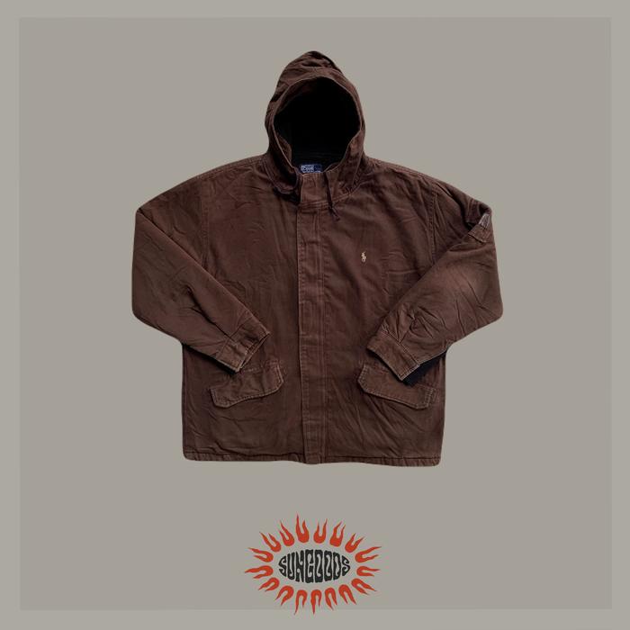 Polo by Ralph Laurent Zipper Hooded Jacket • Brown • Semi Parka Jacket • Duck Jacket • Outdoor •Wind