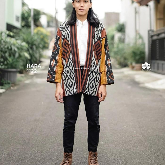 OUTER PRIA KIMONO TENUN PARUKI WARNA KUNING KUNYIT