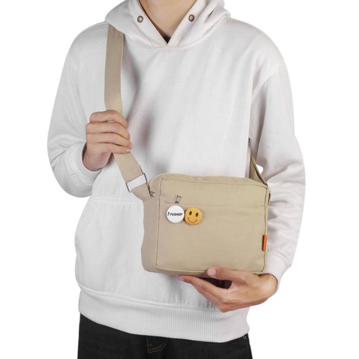 Slingbag Kanvas Makoto Tas Selempang - Unisex ( FREE PIN )