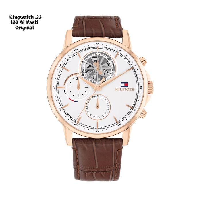 Tommy Hilfiger 1710606 Jam Tangan Pria Analog Leather Strap-Brown Original Garansi Resmi