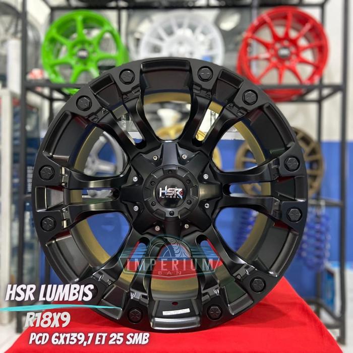 Velg Racing Pajero Fortuner Triton Hilux Ring 18 HSR LUMBIS Black dop lubang 6x139 Free Ongkir Termu