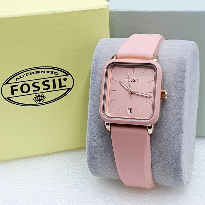 Jam Tangan Wanita Fossil 8141 Original Strap Rubber Tggl Waterproof