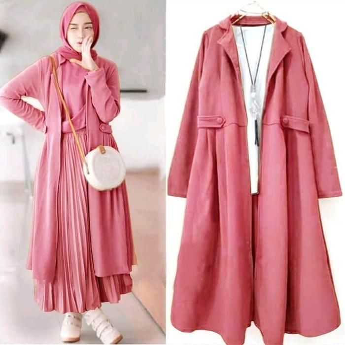 V7V bb gv LONG BLAZER PINKY GREY Blazer PinkAbu