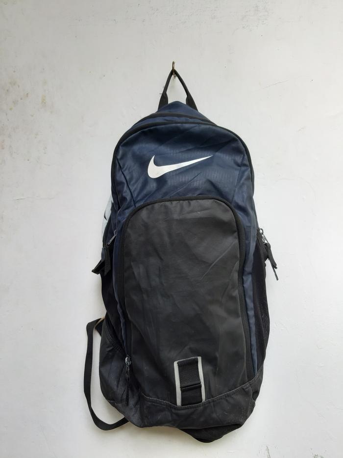 Tas Daypack Backpack Nike Centang Putih Big Swoosh warna Hitam Biru Made in Indonesia