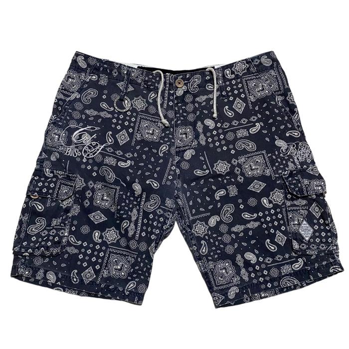 CDS black sense bandana paisley cargo shortpant