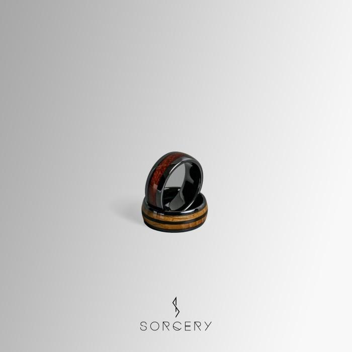 SORCERY Whisky Barrel & Ceramic Ring Simple Premium Unisex Pria Wanita