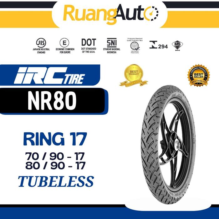 Ban IRC NR80 (Tubeless) Ukuran 70/90 80/90 - Ring 17