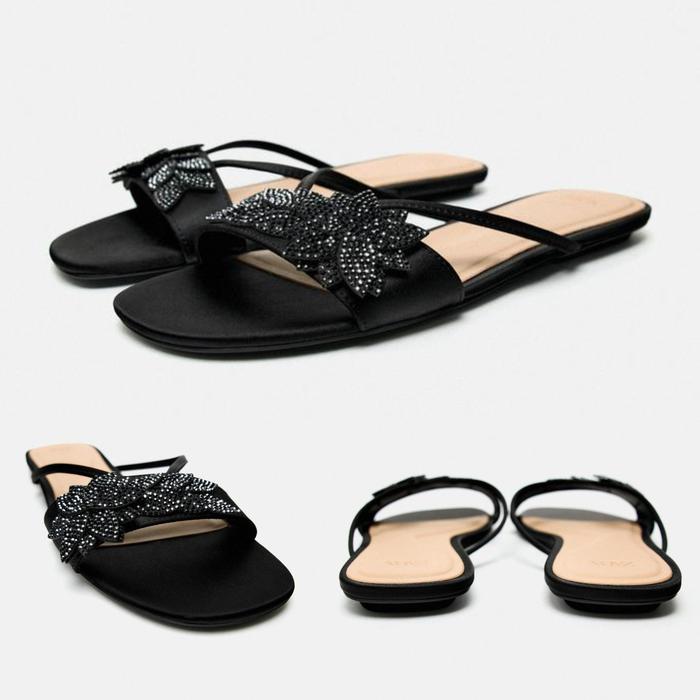 Sandal Zara Floral Flat Shoes